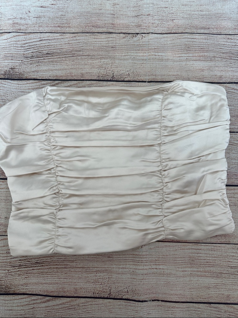 12th Tribe Satin Bandeau Tube Top in Light Cream Size Small
